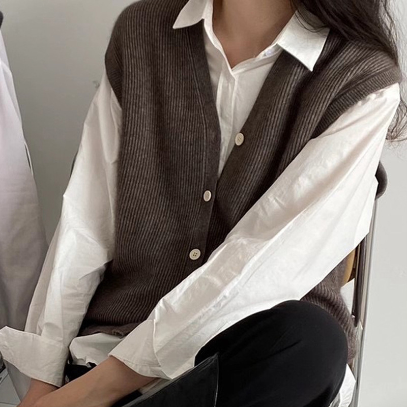 Early Spring Cashmere Vest Women's 2023 New Knitted Jacket Loose Cardigan Cashmere Waistcoat
