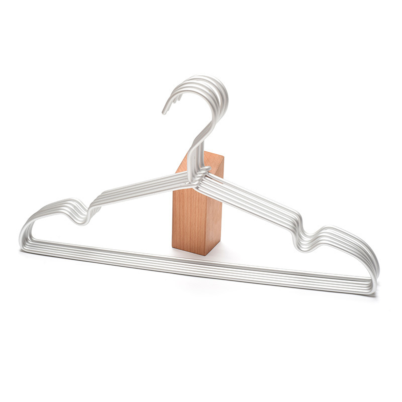 Unprinted Aluminum Alloy Clothes Hanger Metal Stainless Steel Drying Pants Rack Pants Clip Clothes Hanging Clothes Support Seamless Space Aluminum