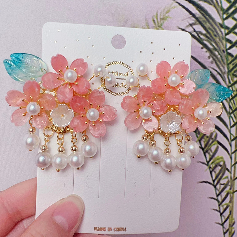 Hanfu Headwear for Girls and Children Chinese Style Walking Tassel Hairpin for Girls Super Fairy Princess Ancient Costume Flower Hairpin Headwear