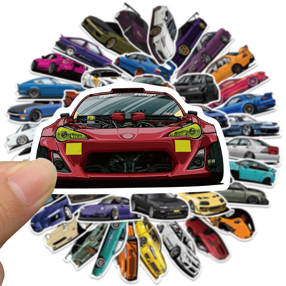 50 cartoon JDM car graffiti stickers racing sports car stickers decoration motorcycle luggage waterproof stickers