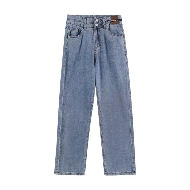 High waist wide leg jeans for women Spring 2024 New loose straight small slim mop long pants spring and autumn