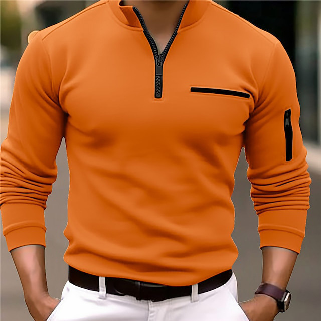 2024 cross-border Spring and Autumn quick sale Amazon shirt arm zipper men's sports polo shirt