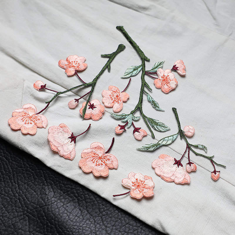 ベゴニア花刺繍布パッチ中国風装飾補助材料個性diy百合背面ホットメルト接着剤アイロン|undefined