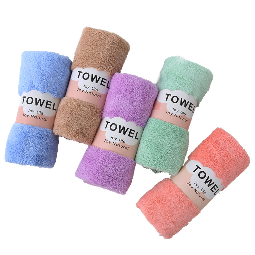 Face towel coral fleece small square towel towel hand towel household head absorbent quick-drying gift towel factory wholesale