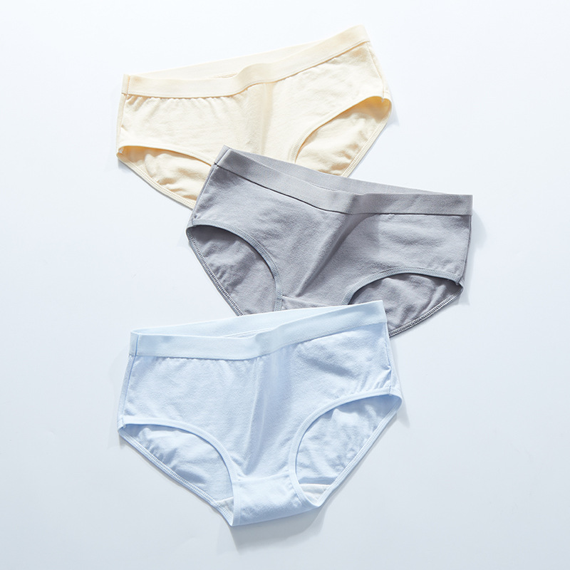 Simple mid-waist cotton crotch ladies panties seamless cotton stretch breathable comfortable combed cotton Women's briefs wholesale