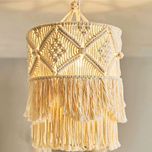 Cross-border Hand-woven Lampshade Bohemian Style Cotton Rope Lampshade Vintage Decoration Homestay Hand-woven Lampshade