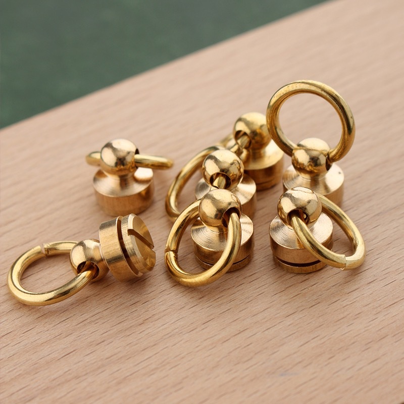 Brass with ring Heshang head 4066 nipple nail rotating bag buckle side buckle hanging buckle ring 14mm brass material