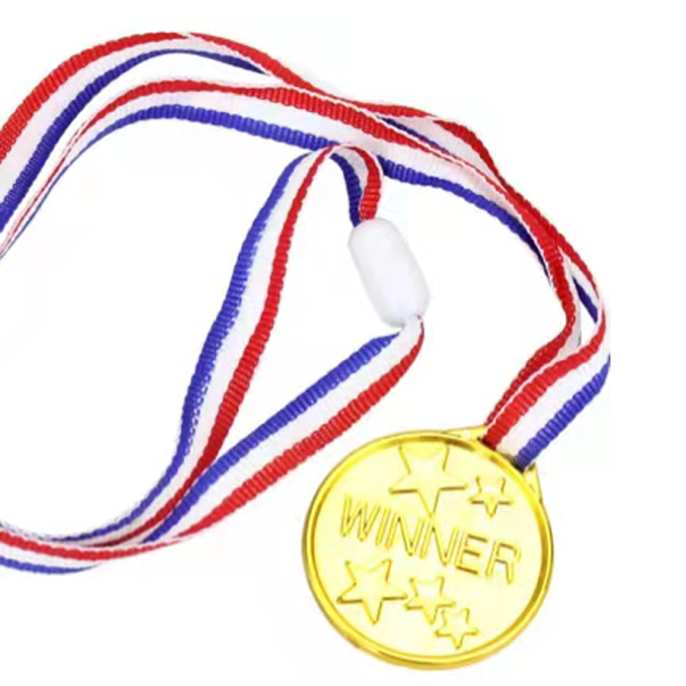 Children's Plastic Medal Tag with Safety Buckle Toy Golden Games Medal Copper Silver Toy Party Gift