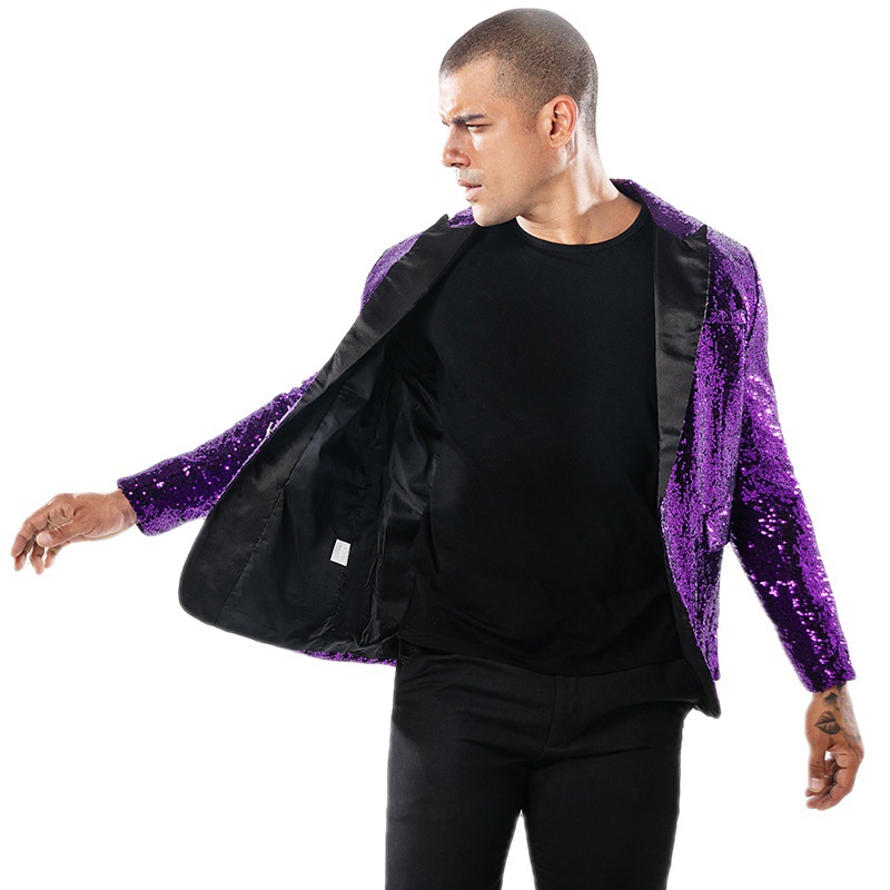 2023 European and American Performance Dress Gold Sequin Suit Korean Suit Nightclub Men's Host MC Studio Jacket Men