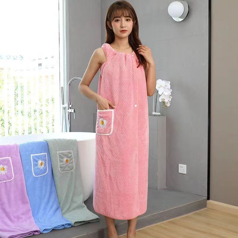 Bath Skirt Enlarge Lengthened Coral Fleece Pineapple Pad Wrap Wearing Bath Towel Women's Sling Bath Towel Robe Vose Bath Towel Skirt