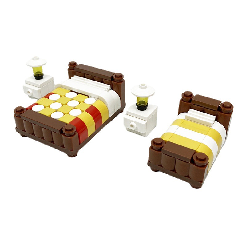 City MOC Home Small Configuration Building Blocks Creative Bedroom Granular Neutral Bed Ornaments