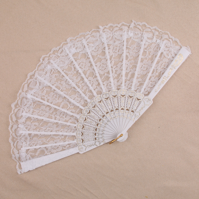 Lace fan Net red fan orchid transparent fan silk fan Chinese style dance fan cheongsam props color multi-factory direct sales