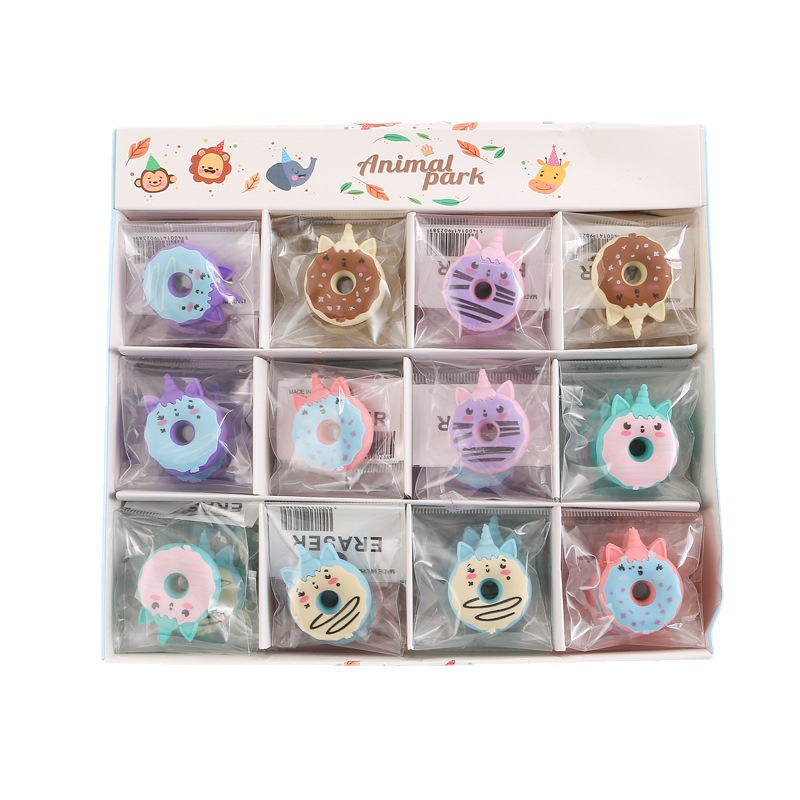 Cartoon Unicorn Eraser Creative Donut Eraser Cute Primary School Student Prize Gift Creative Food Stationery