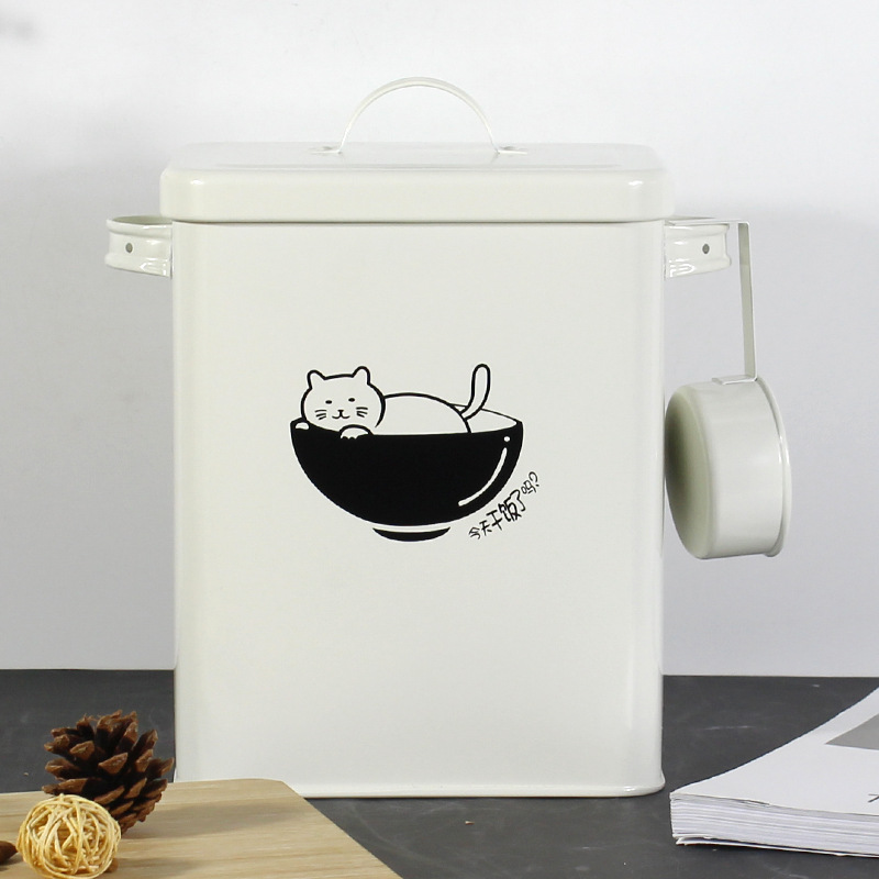 A generation of ins high-value pet grain storage bucket sealed moisture-proof cat and dog snacks freeze-dried storage tin bucket