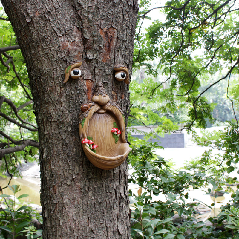 Outdoor courtyard garden decoration Easter tree face mushroom bird feeder Nordic pastoral resin craft ornaments wholesale