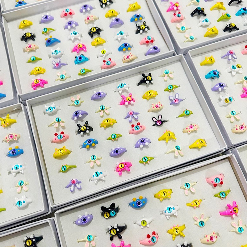 Anello carino con mostro di gatto carino, moda femminile, anello aperto regolabile per dita, anello di personalità per fidanzate di celebrità di Internet_voghion.com