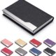 PU leather advertising lettering business card case business exhibition gift stainless steel logo metal business card holder