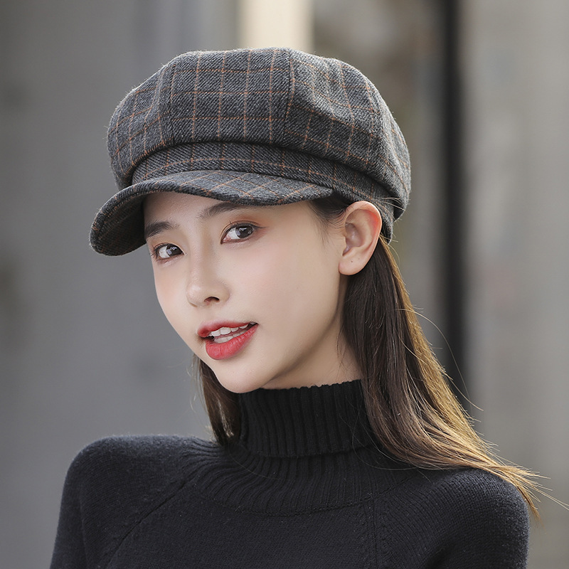 Autumn and winter women's hat fashion octagonal hat female British Korean Japanese beret fashion simple peaked cap wholesale