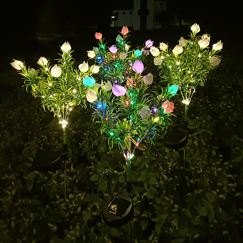 Solar energy Gardenia simulation flower lamp LED courtyard garden decoration lawn lantern outdoor waterproof atmosphere lamp
