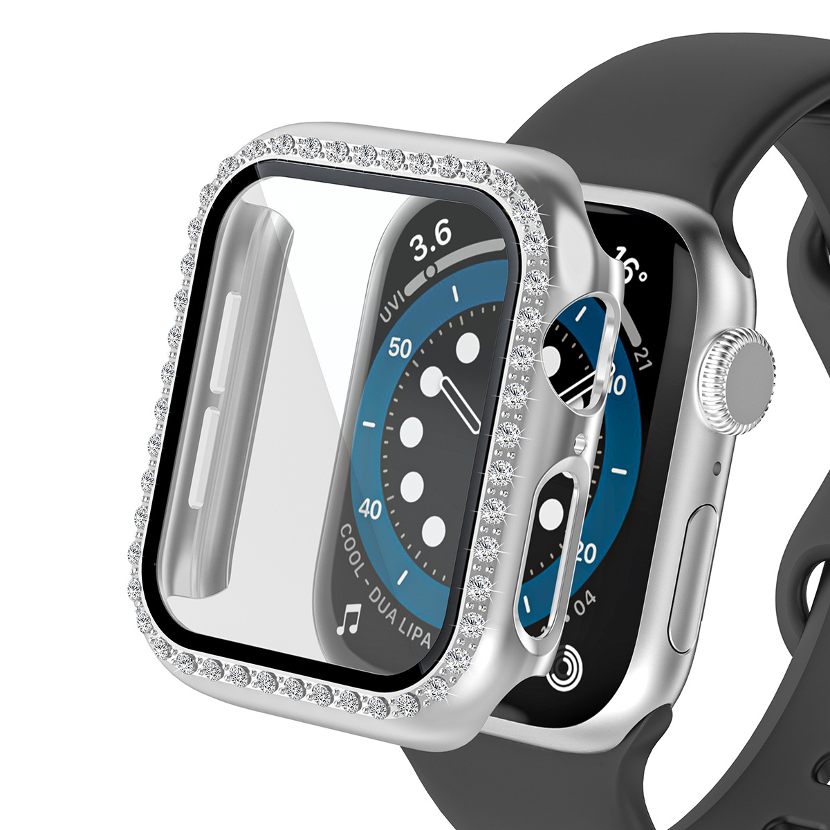Suitable for Apple Watch Protective Case Watch Series2-10/SE Watch Single Row Diamond Tempered Film