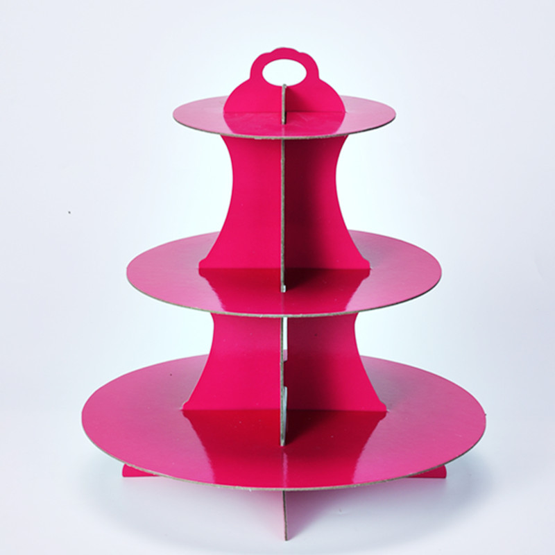 Birthday party wedding party dessert stand three-layer paper monochrome cake stand