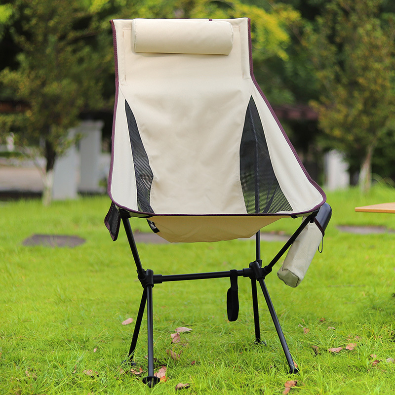 Outdoor Ultra Light Aluminum Alloy Folding Chair Portable Elevate Space Chair Backrest Chair Fishing Leisure Breathable Moon Chair