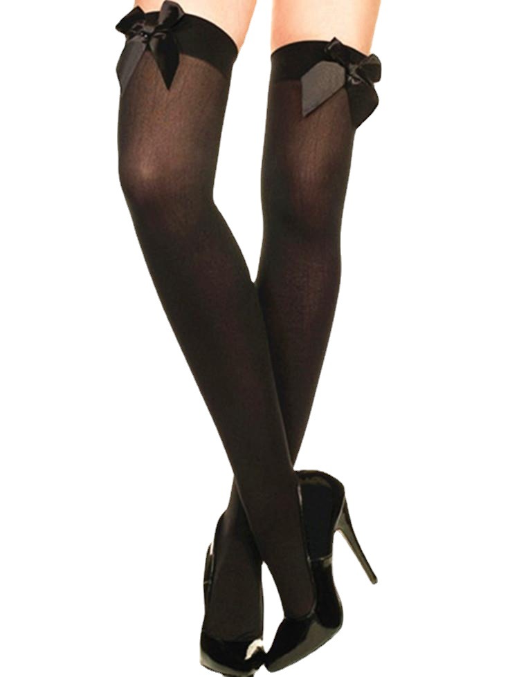 Sexy Red Bow White Stockings Velvet Over-the-Knee Stockings Micro-through 80D Women's Thigh Stockings Stockings_voghion.com