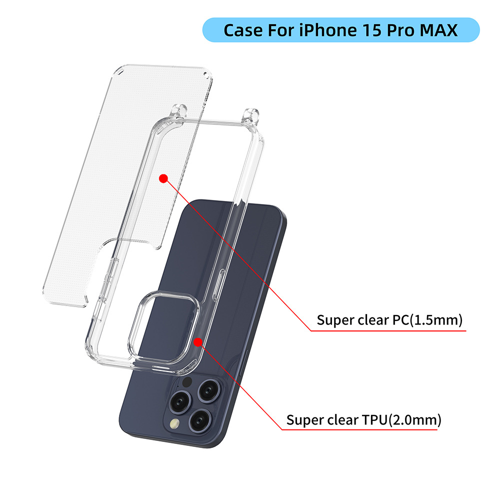 Exclusive for Apple iPhone16 Pro Max Crossbody Lanyard Phone Case Transparent Material 2 in 1