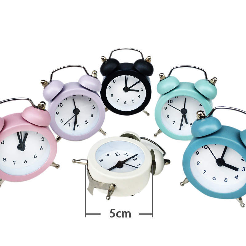 Factory direct supply creative cartoon mini metal alarm clock student children gift clock cross-border generation plus Logo