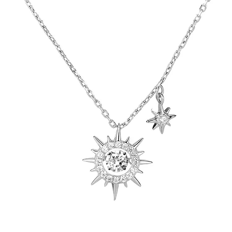 国境を越えてよく売れているs925純銀太陽米字星霊動ネックレス女性シンプルファッション欧米風鎖骨鎖|undefined