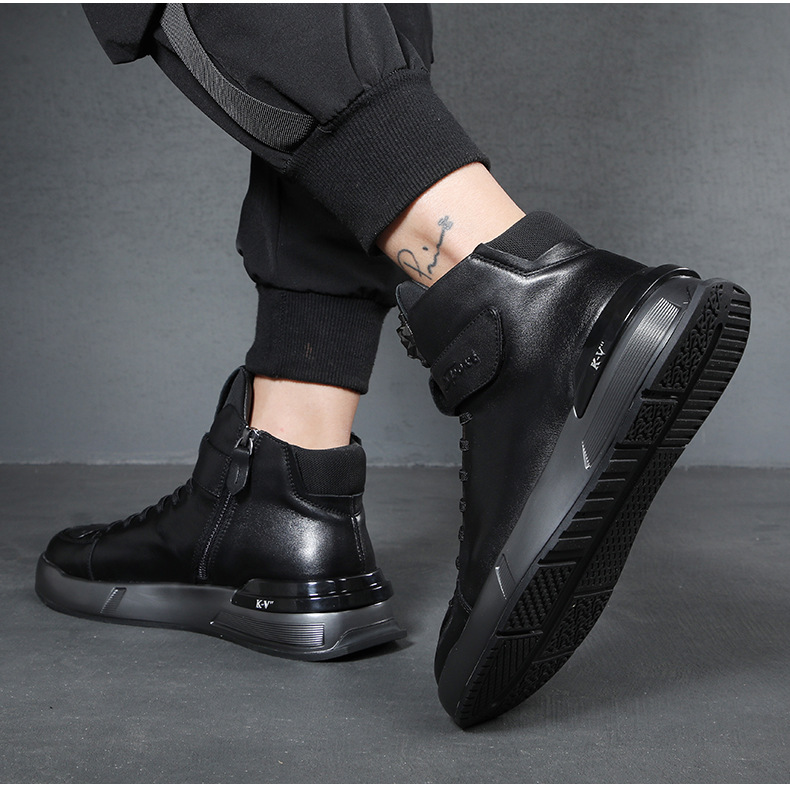 Bottes Martin en cuir véritable pour hommes printemps et hiver 2023 nouvelles bottes mi-hautes en cuir épais et chaud avec couche supérieure en cuir de vache pour hommes_voghion.com