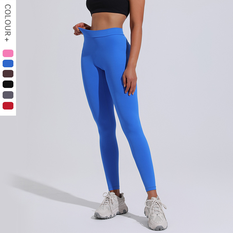 New V waist yoga pants women lulu naked high waist hip peach seam sports fitness tights breathable