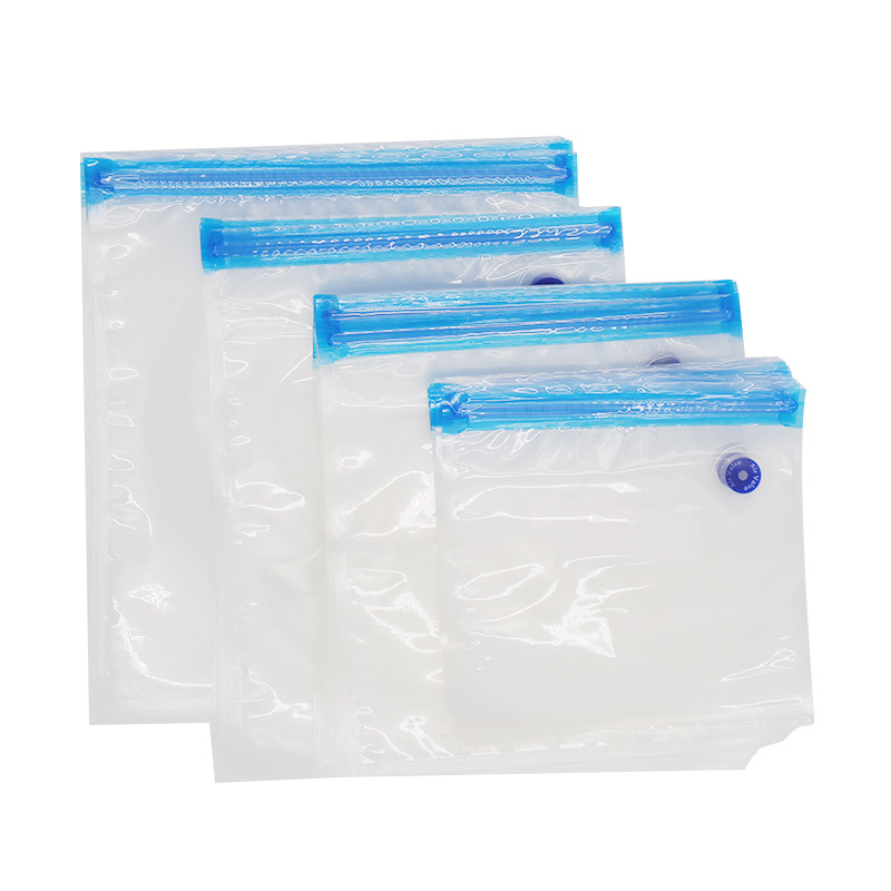 Cross-border in stock food grade gas valve preservation zipper sealed bag compression bag storage bag zipper food vacuum bag