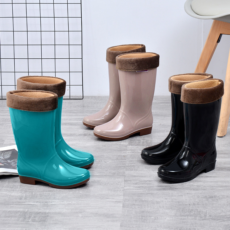 Rain boots women's short tube adult rain boots mid tube non-slip waterproof rubber shoes water boots kitchen high tube Women's Spring and Autumn Water Shoes