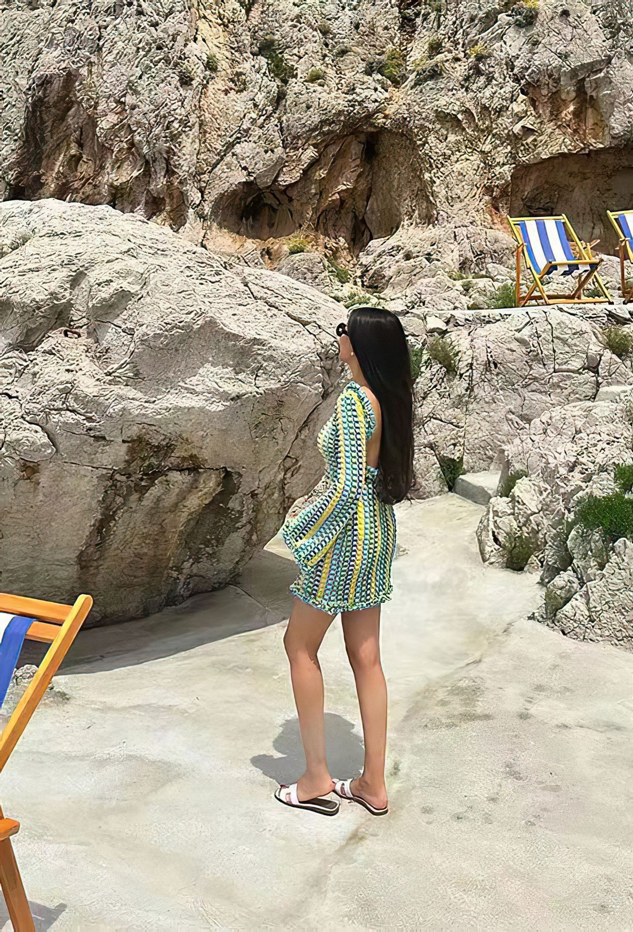 2023 cross-border Amazon AliExpress popular contrast color lace backless long sleeve women's jumpsuit skirt HY070