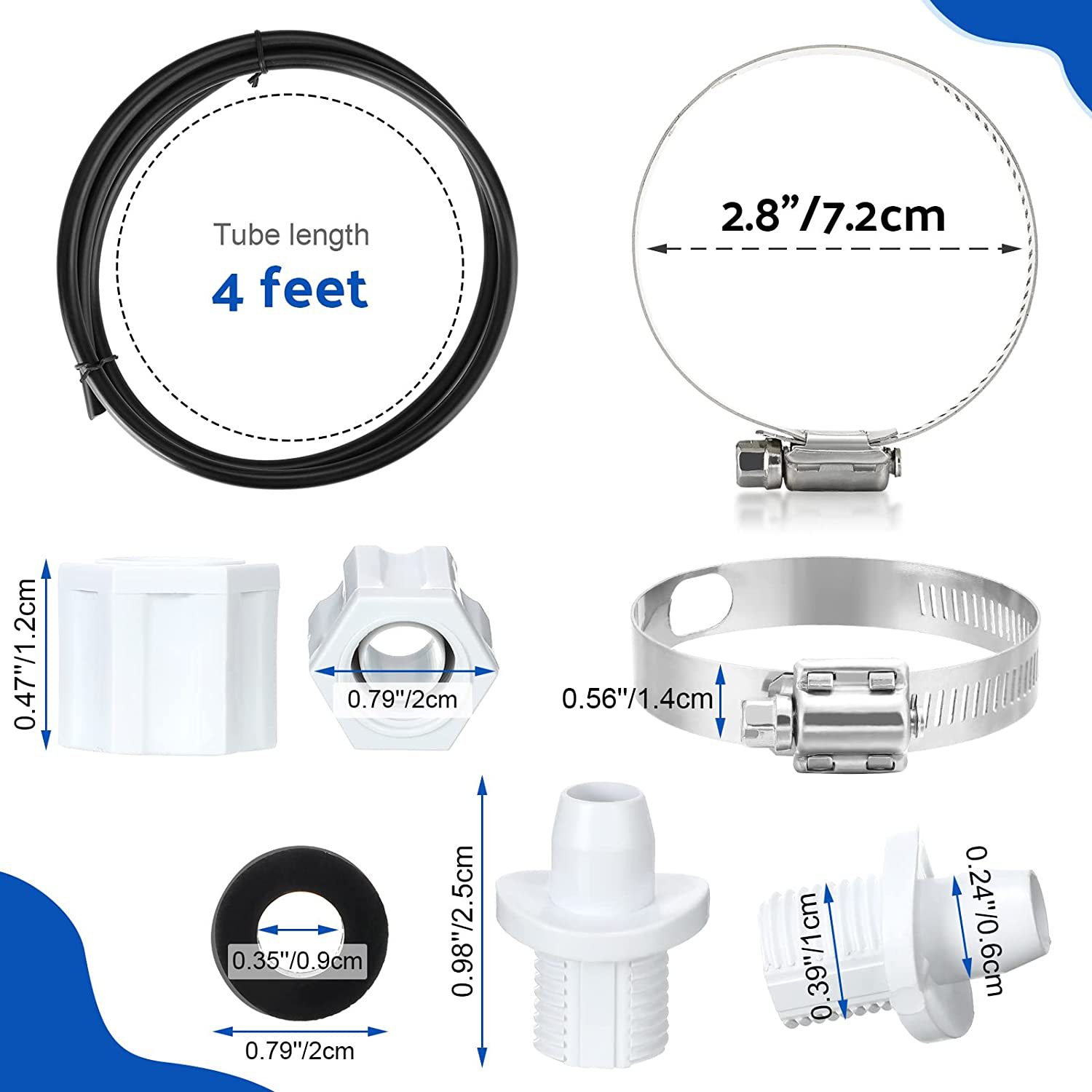 Hayward CLX220 feeder hose chlorine feed connecting pipe nut washer saddle clamp