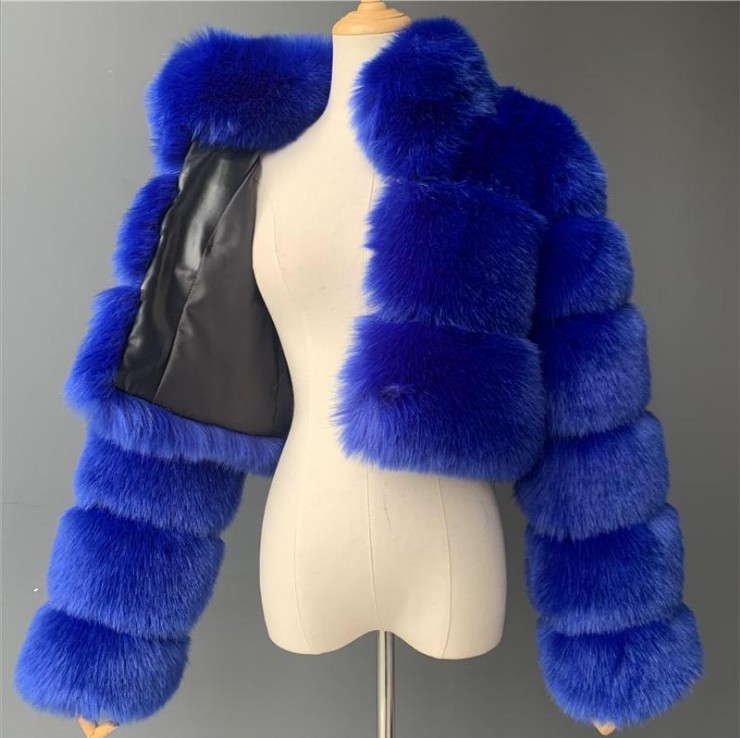 2024 European and American new imitation fur short coat fashion Joker fur coat women stand collar long sleeve in stock wholesale