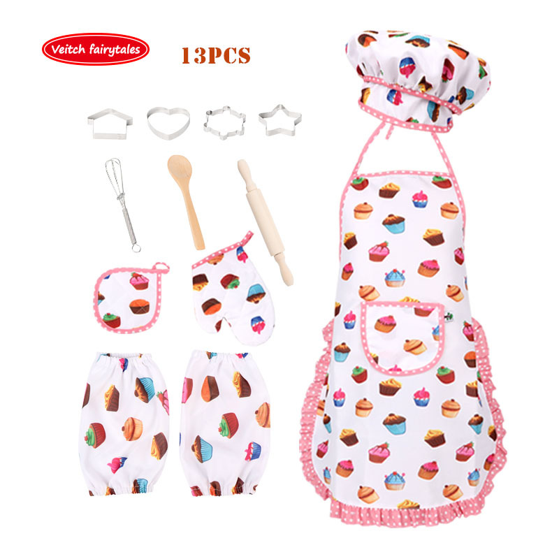 Children's Play Kitchen Toy Girl's Cooking Cooking Kitchen Set Baking Tools Cake Apron Chef Hat