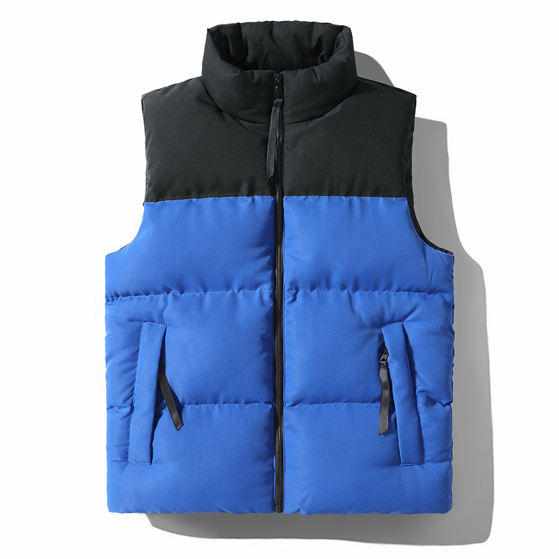 2022 autumn and winter new men's vest simple casual vest color matching stand collar solid color waistcoat thickened coat fashion