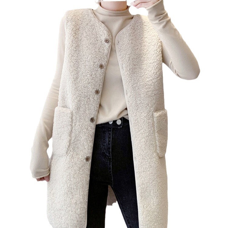 Fashionable All-match Vest Women's Warm Thickened Fleece-like Lamb Fleece Women's Single Outer Vest Women's Autumn and Winter New Vest