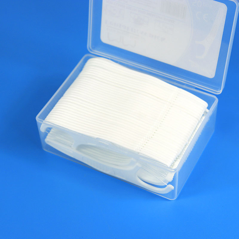 Cross-border wholesale floss large box 50 toothpick thread double-headed double-purpose foldable floss stick ultra-fine toothpick