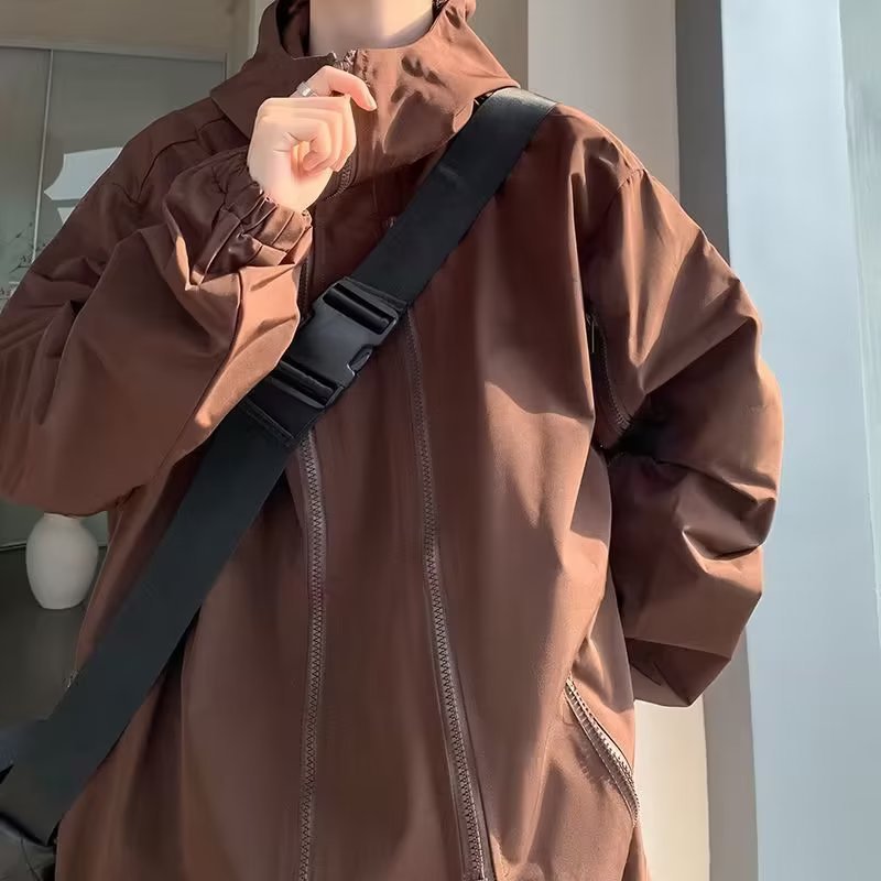 Coat men's fashion brand American hiphop spring and autumn loose trendy Hong Kong style workwear jacket men's Ruan handsome rush clothes