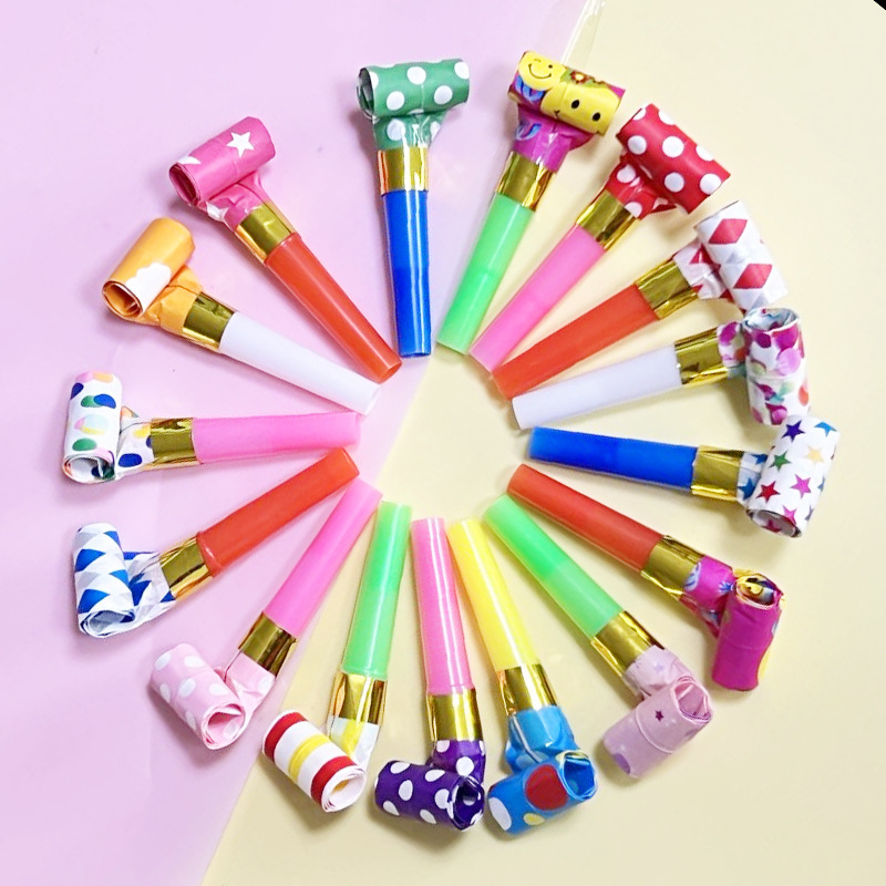 Candy color dragon blowing whistle children's birthday party plastic toys wholesale colorful dragon blowing roll trumpet props