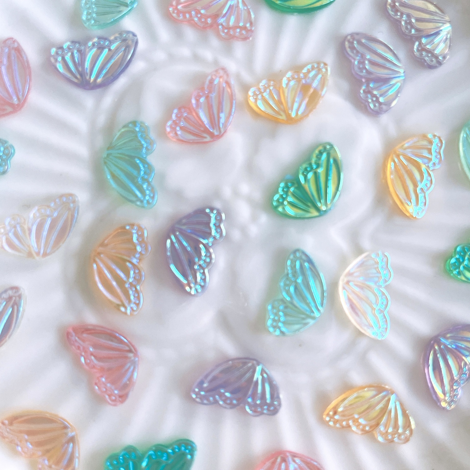 Cross-border Hot Butterfly Half-winged Nail Art Jewelry Aurora Colorful Fairy Wings DIY Phone Case Earrings Accessories