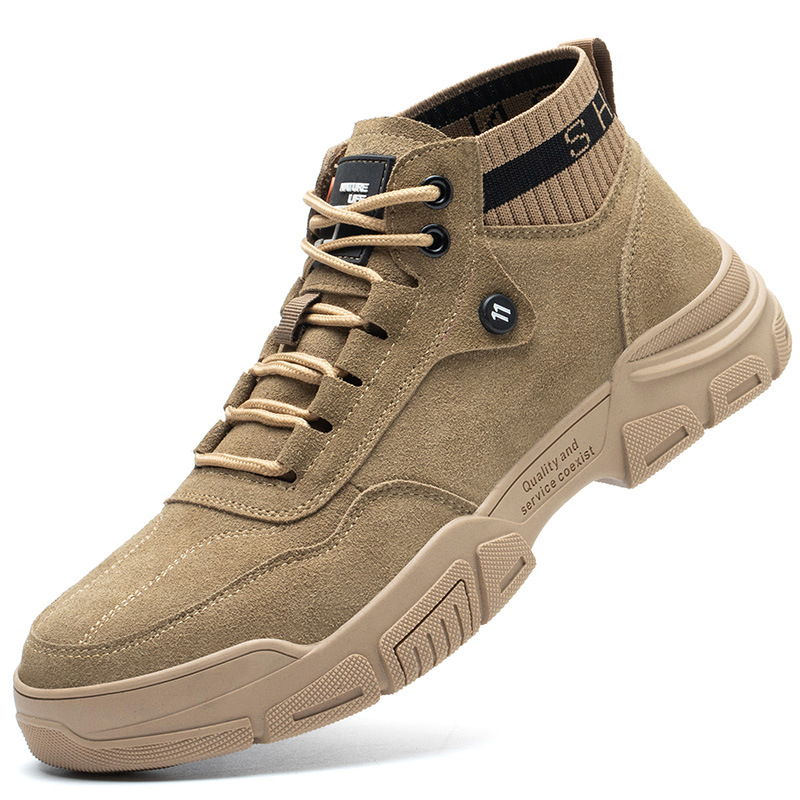 Safety Protection fashionable stylish elastic elastic band design breathable cowhide vamp fire-resistant star splash-proof protective shoes