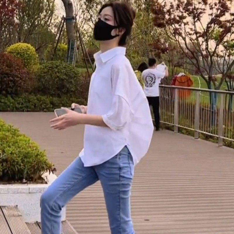[Spot] Design feeling back hollow short sleeve summer loose slim Korean Hong Kong style leisure top shirt Women