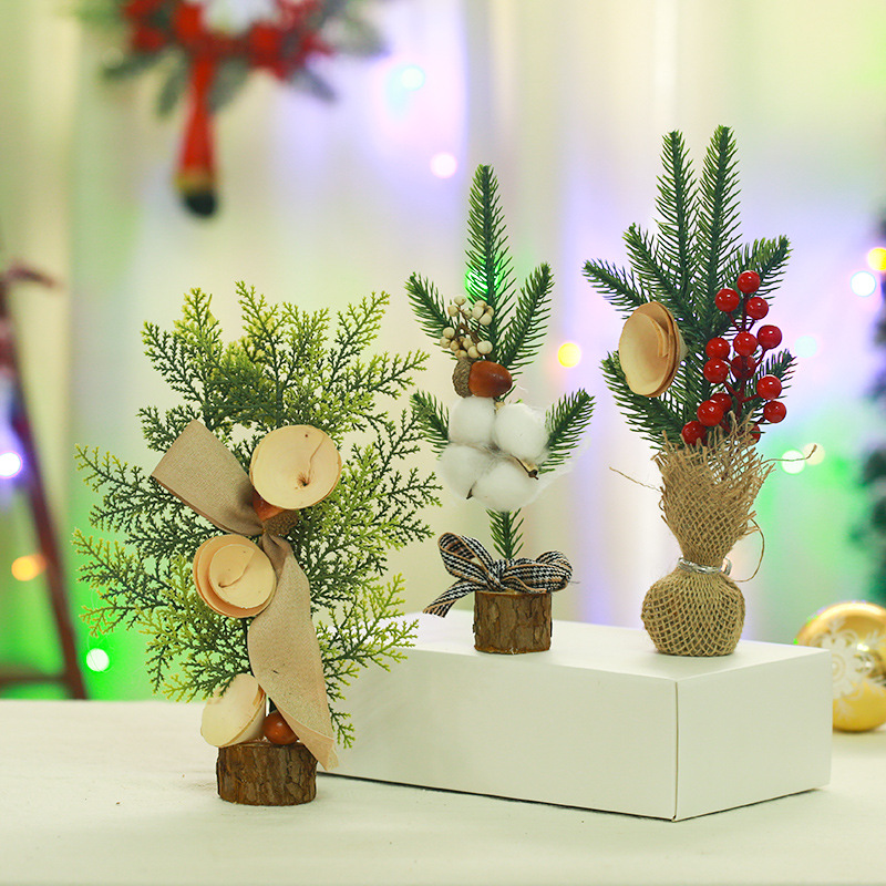 25CM Christmas decorations desktop window mini Christmas tree decorations potted plant festival scene decorations