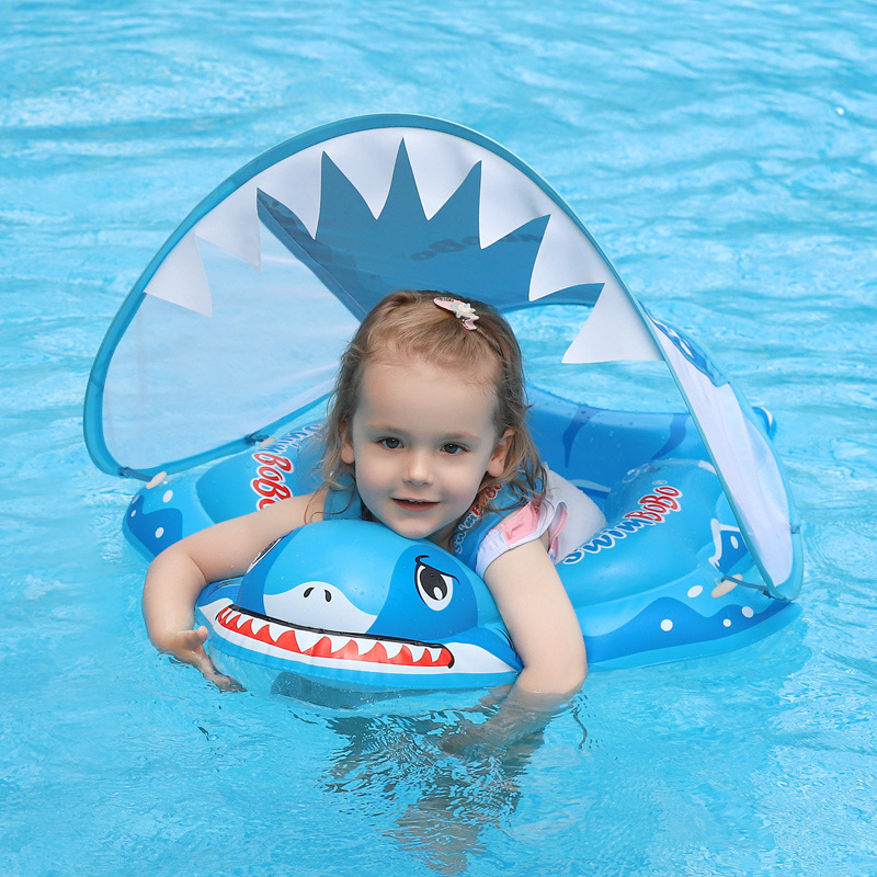 Baby Swimming Ring Lie Ring Children's Swimming Ring Underarm Ring Sunscreen Shade  Shark
