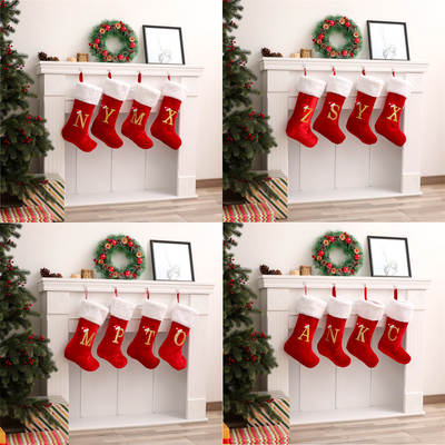 New hot sale New Letter Christmas socks Christmas tree decoration pendant letter socks Christmas decoration gift bag Christmas