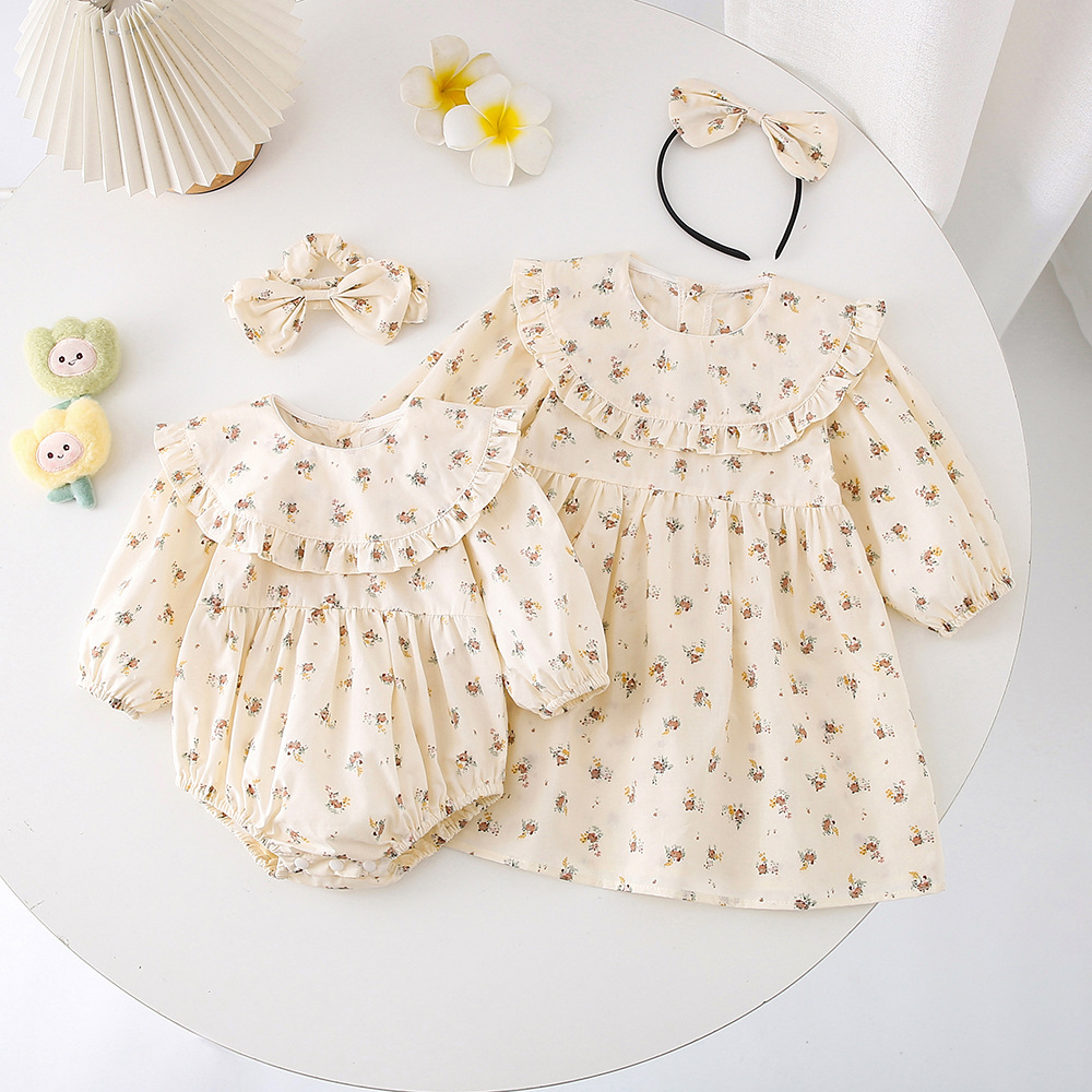 New Baby Girl's Clothes for 2024 Autumn, Long-Sleeved Panty Suit for Toddlers, 1-Year-Old Cotton Dress